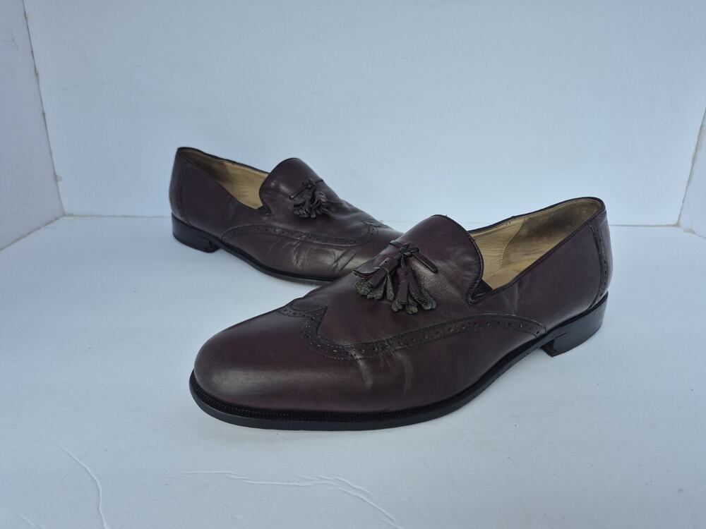 Louis Roth Men Brown Leather Loafer Wingtip Tassel Slip On Dress Shoes Size 12M